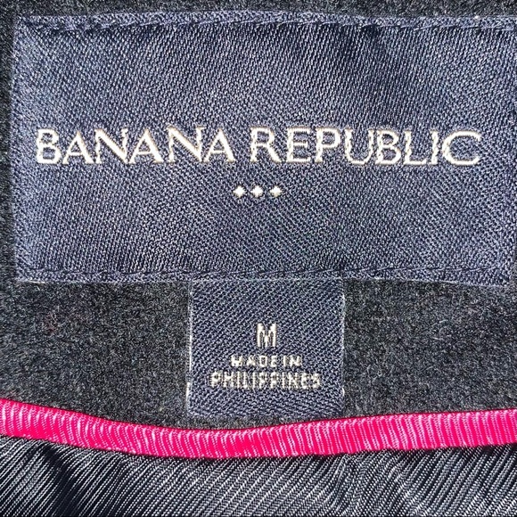 Banana Republic sz M black wool blend button up lined collared dress jacket coat - Picture 11 of 14